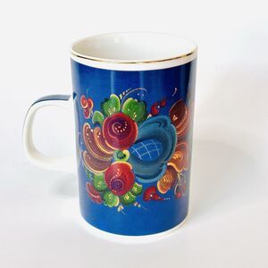 Rosemaling Norge Blue Floral Coffee Mug Norway Anne Lønneid Lonneid Way Nor